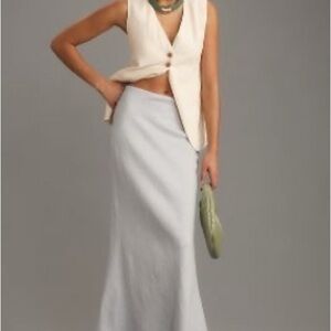 New with tags Anthropologie linen maxi skirt grey size xs